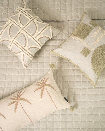 Labyrinth Palm Springs Embroidered Grey Cushion Cover (Size : 16"X16")