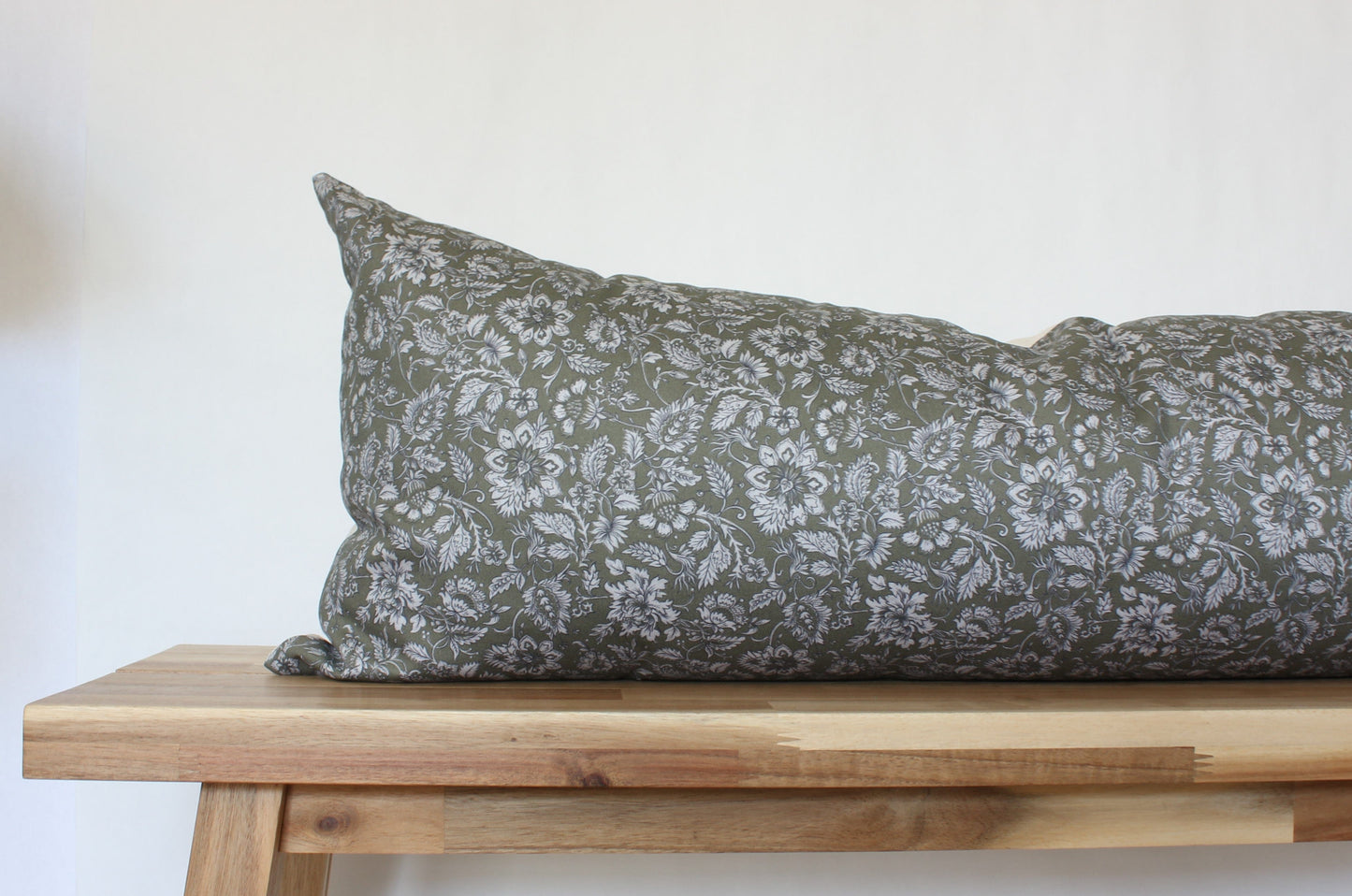 Olive Floral Lumbar Pillow Cover