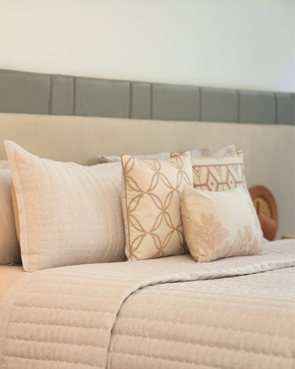 Halo Dunes Palm Springs Embroidered Oats Beige Cushion Cover (Size : 16"X16")