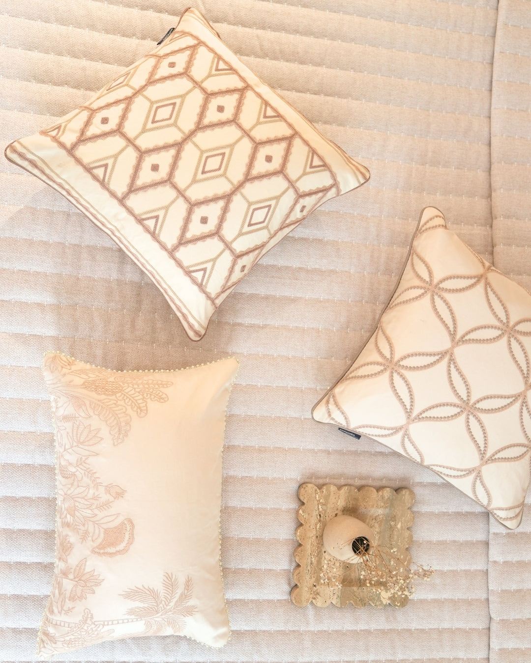 Mirage Garden Palm Springs Embroidered Oats Beige Cushion Cover (Size : 12"X18")