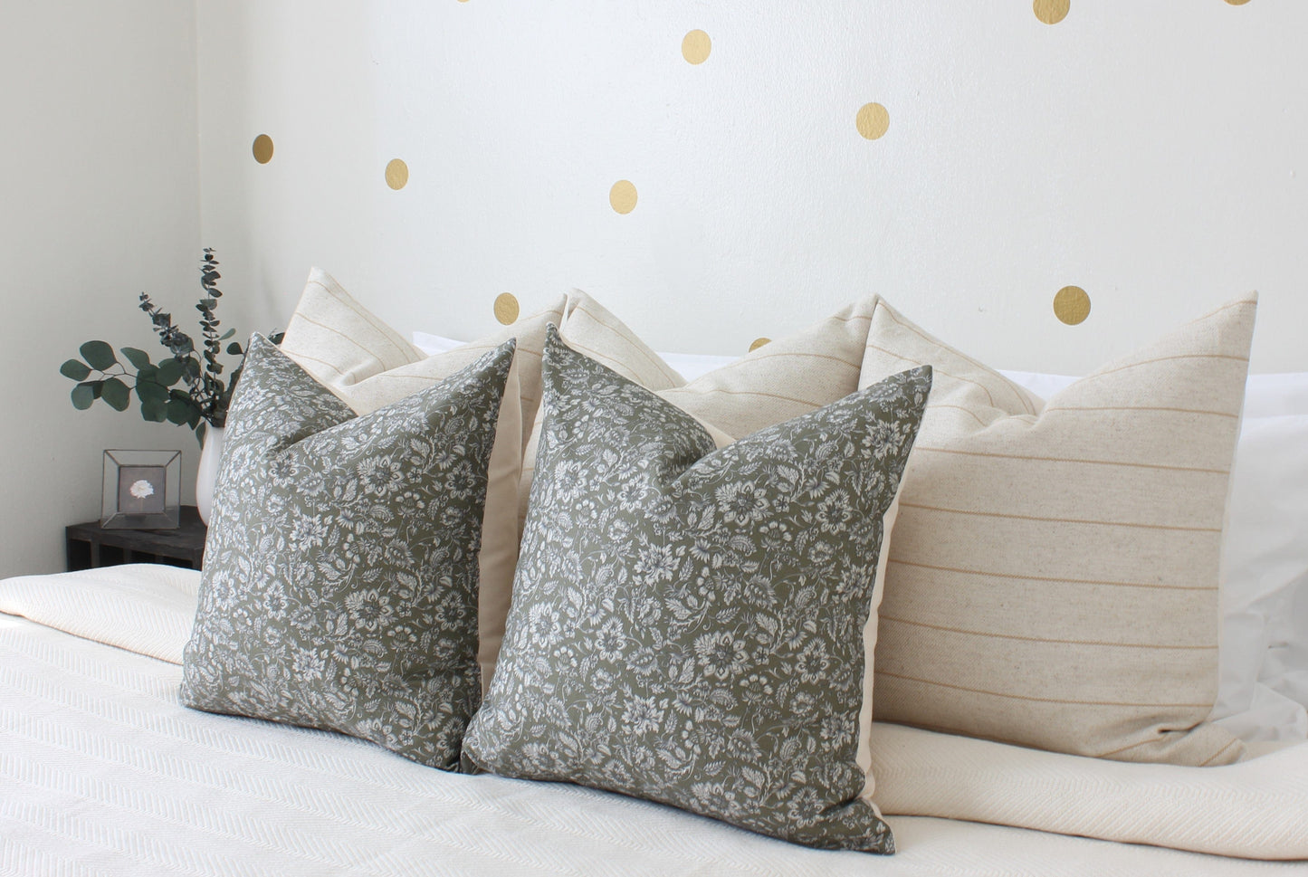 Olive Floral Pillow Cover