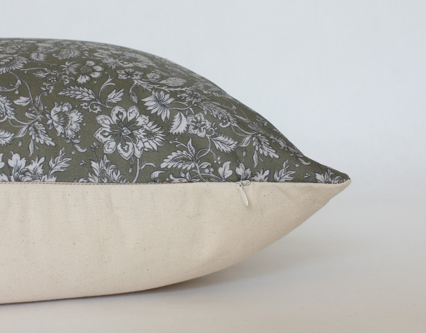 Olive Floral Pillow Cover
