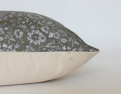 Olive Floral Pillow Cover