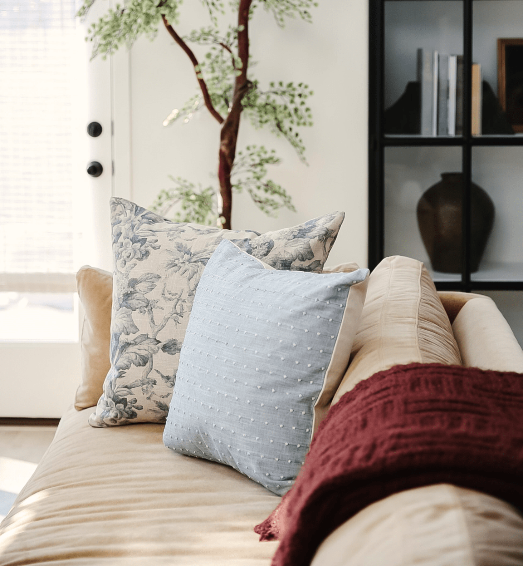 Blue Dot Pillow Cover