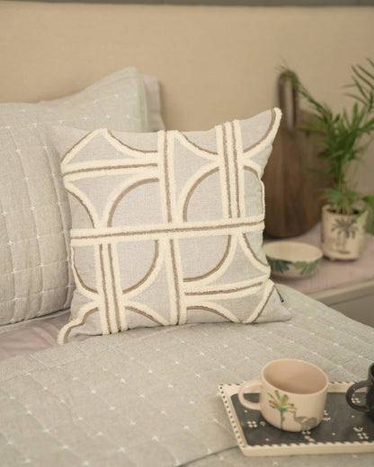 Arcadia Palm Springs Embroidered Grey Cushion Cover (Size : 16"X16")