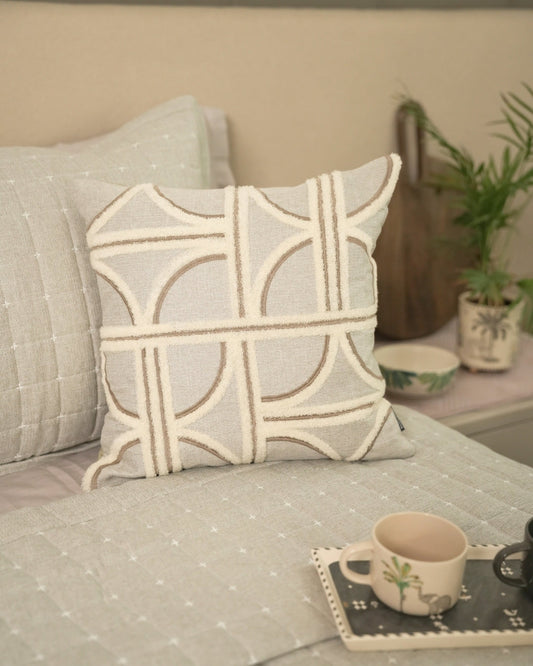 Arcadia Palm Springs Embroidered Grey Cushion Cover (Size : 16"X16")