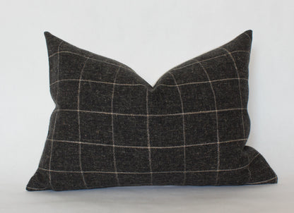 Black Plaid Pillow Cover