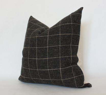 Black Plaid Pillow Cover