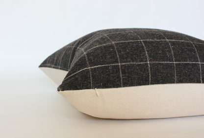 Black Plaid Pillow Cover
