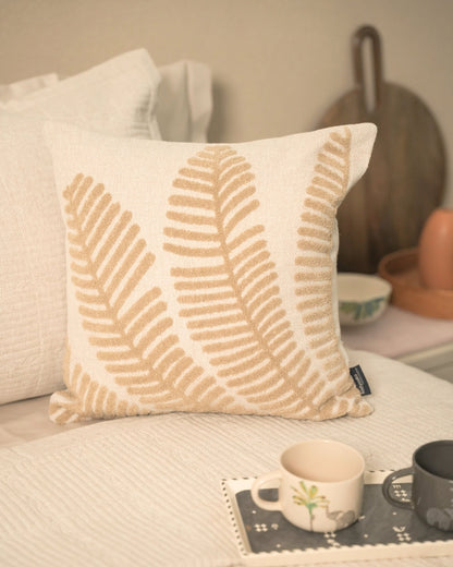 Fernwood Palm Springs Embroidered Beige Cushion Cover (Size : 16"X16")