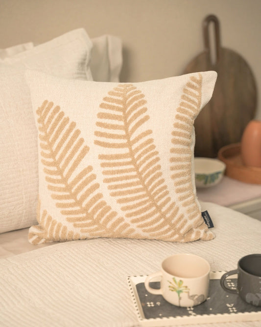Fernwood Palm Springs Embroidered Beige Cushion Cover (Size : 16"X16")