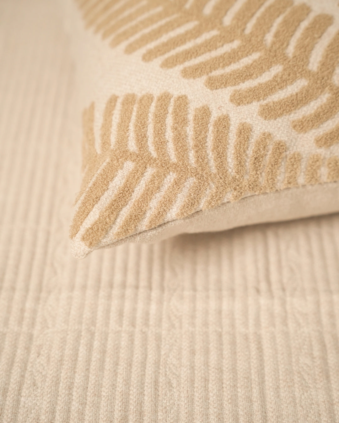 Fernwood Palm Springs Embroidered Beige Cushion Cover (Size : 16"X16")