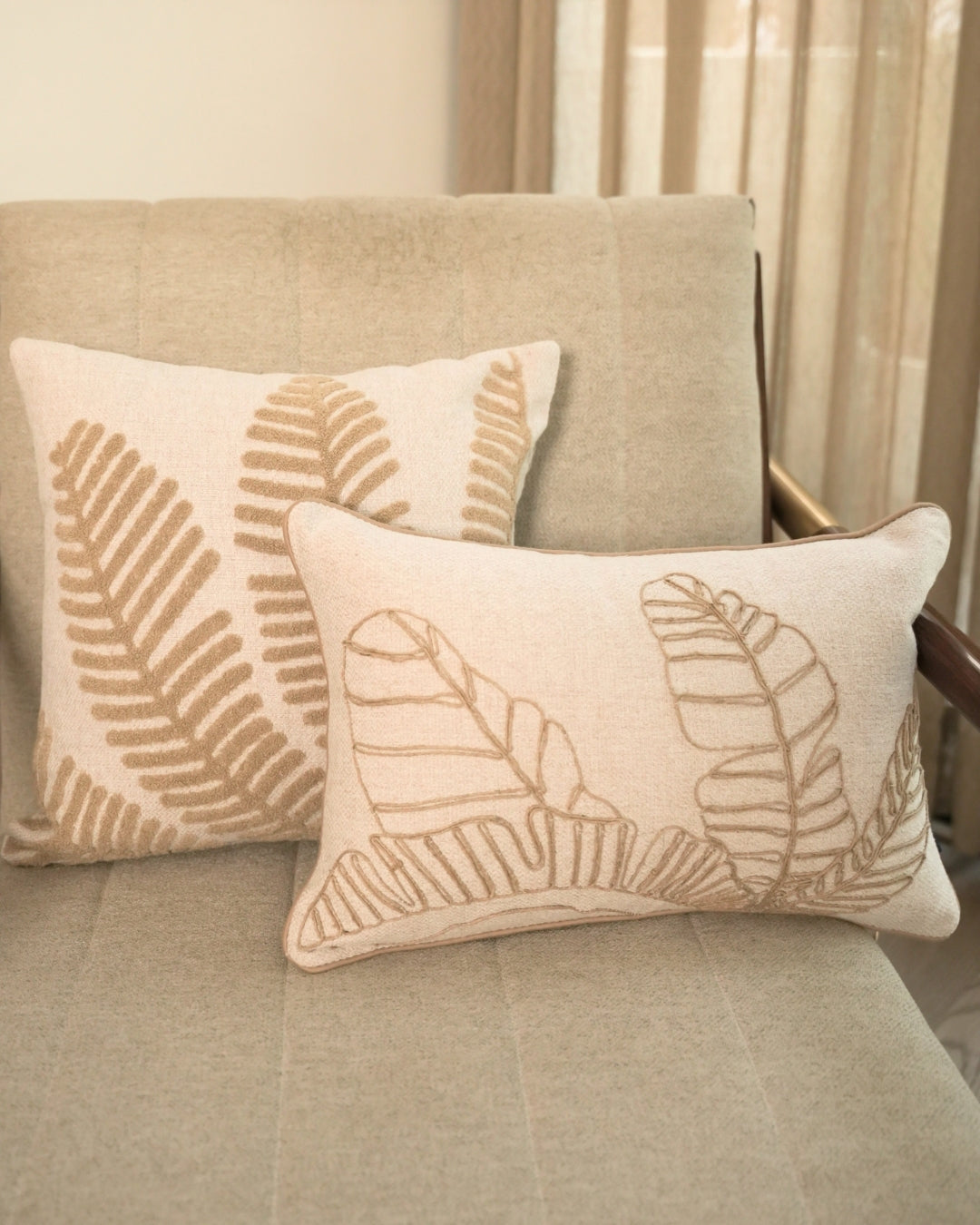 Fernwood Palm Springs Embroidered Beige Cushion Cover (Size : 16"X16")