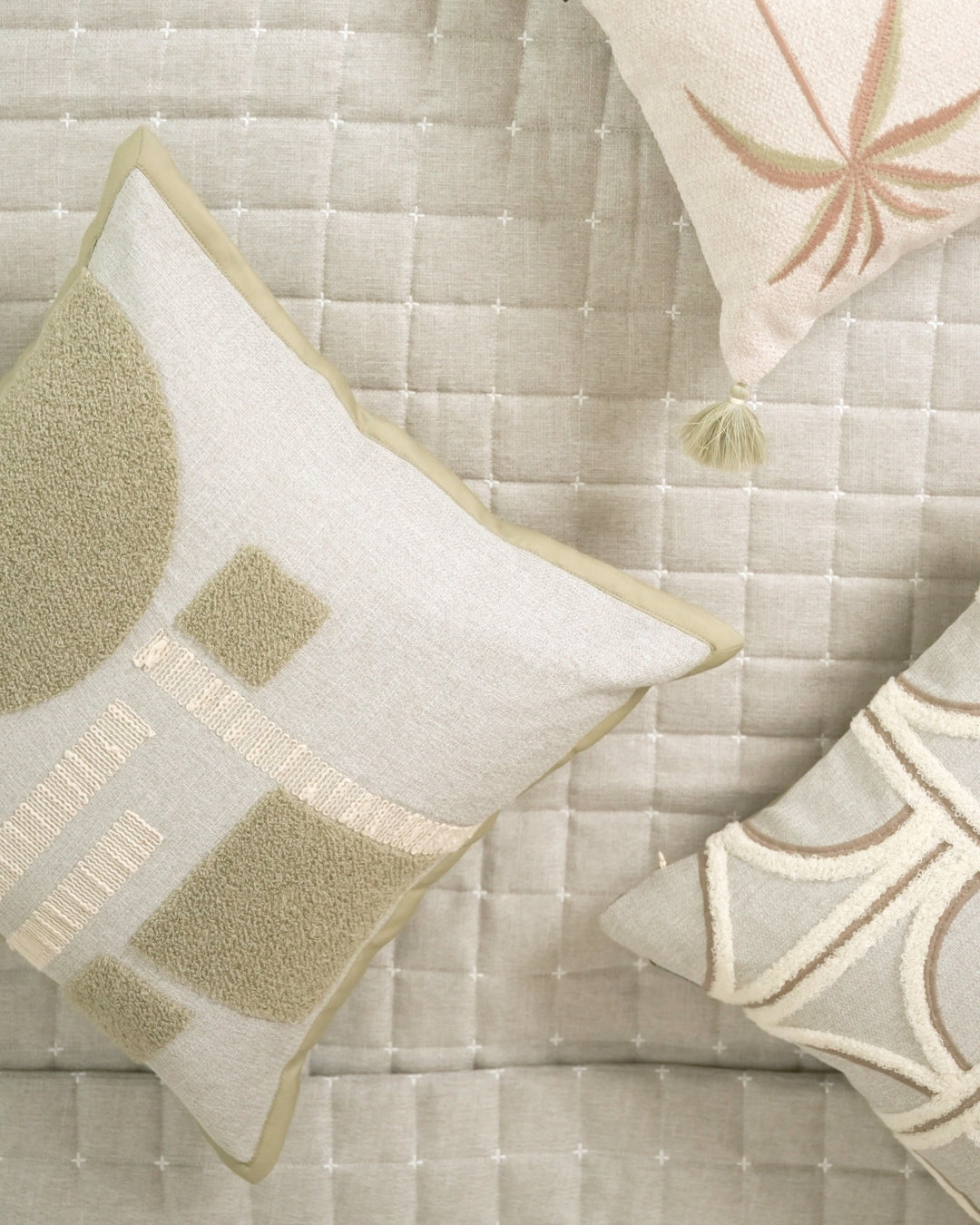 Labyrinth Palm Springs Embroidered Grey Cushion Cover (Size : 16"X16")