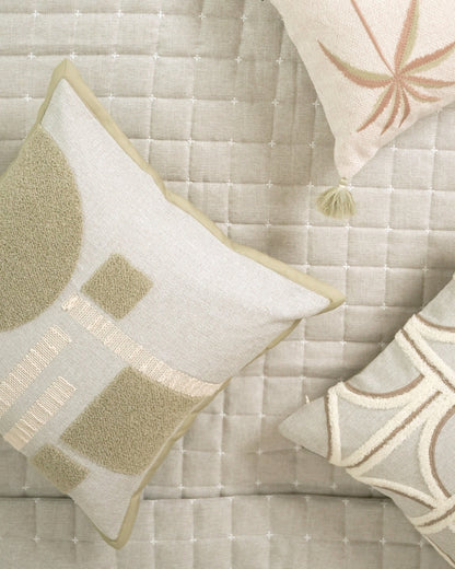 Labyrinth Palm Springs Embroidered Grey Cushion Cover (Size : 16"X16")