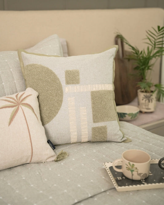 Labyrinth Palm Springs Embroidered Grey Cushion Cover (Size : 16"X16")