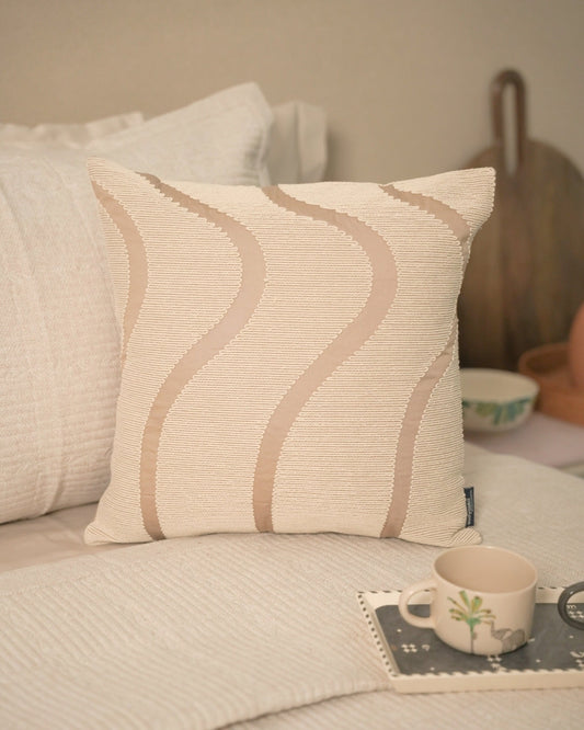 Laguna Palm Springs Embroidered Beige Cushion Cover (Size : 16"X16")