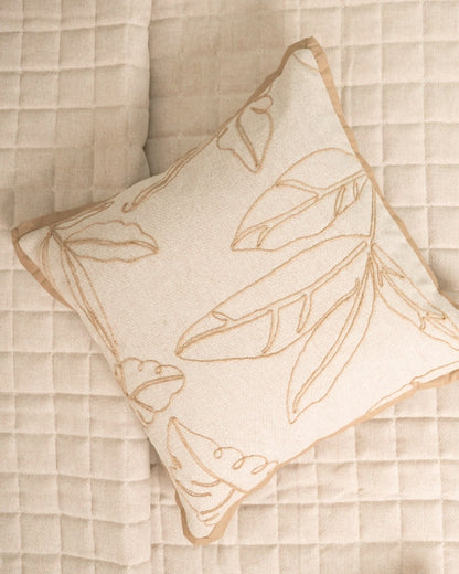Meadow Palm Springs Embroidered Beige Cushion Cover (Size : 16"X16")