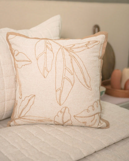 Meadow Palm Springs Embroidered Beige Cushion Cover (Size : 16"X16")