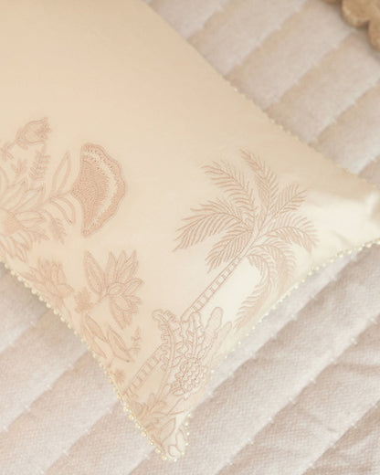 Mirage Garden Palm Springs Embroidered Oats Beige Cushion Cover (Size : 12"X18")