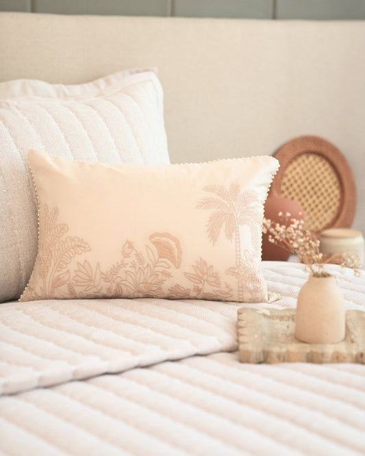 Mirage Garden Palm Springs Embroidered Oats Beige Cushion Cover (Size : 12"X18")