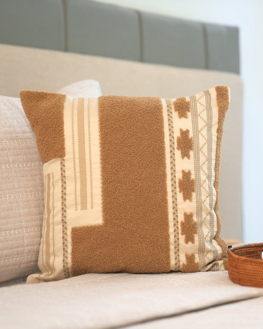Mojave Palm Springs Embroidered Oats Beige Cushion Cover (Size : 16"X16")
