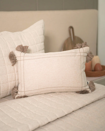 Olive Mist Palm Springs Embroidered Beige Cushion Cover (Size : 12"X18")