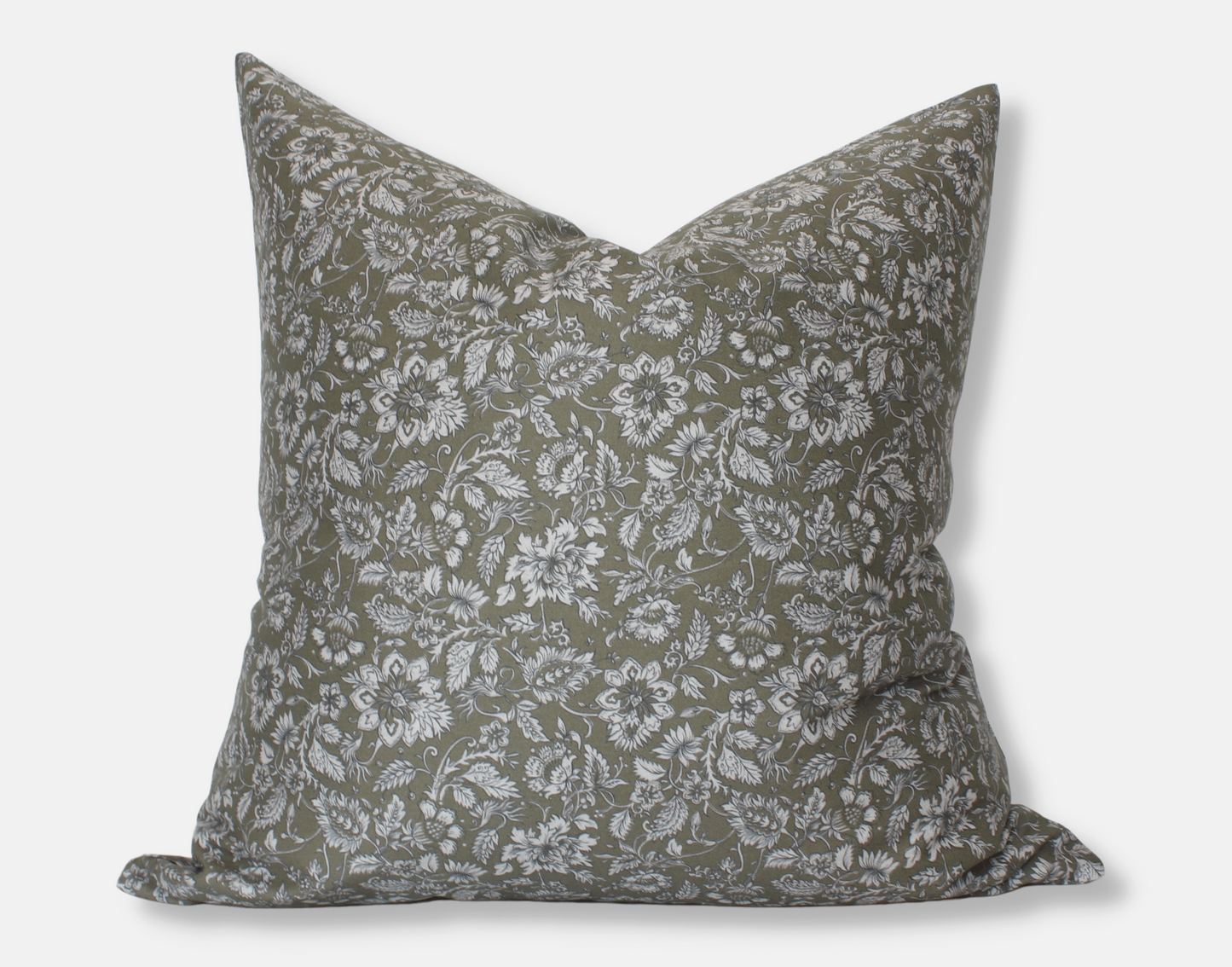 Olive Floral Pillow Cover