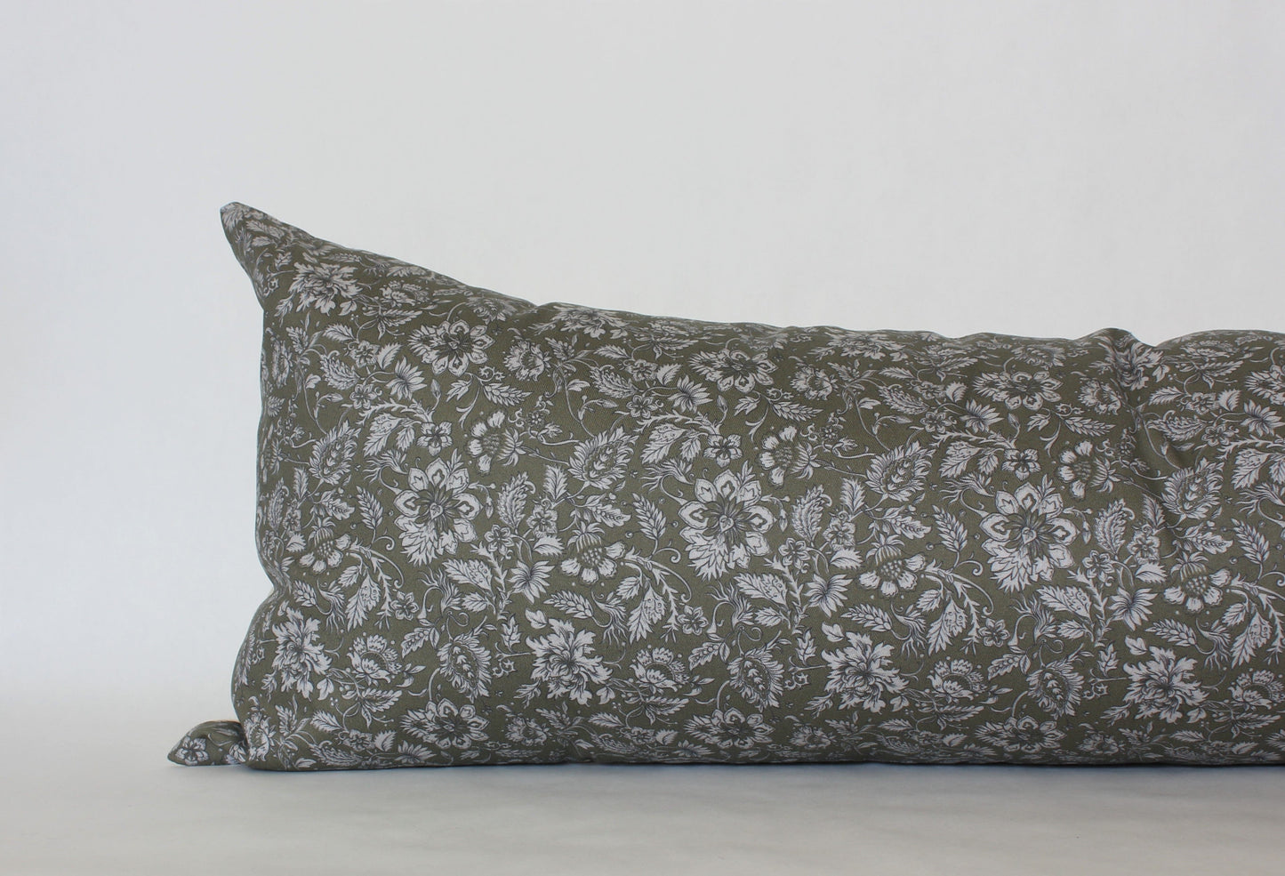 Olive Floral Lumbar Pillow Cover
