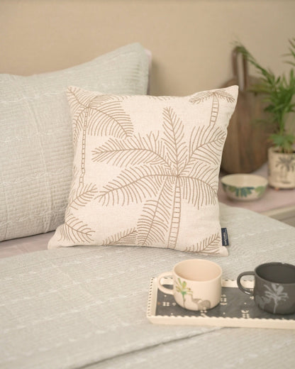 Palm Muse Palm Springs Embroidered Beige Cushion Cover (Size : 16"X16")