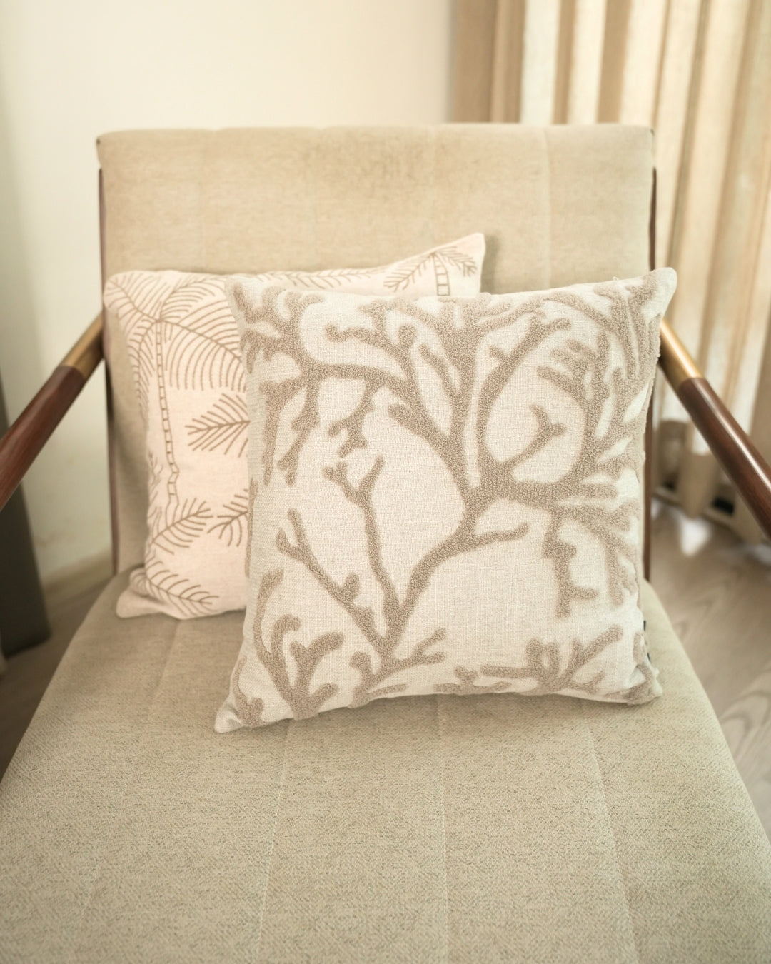 Verde Palm Springs Embroidered Grey Cushion Cover (Size : 16"X16")